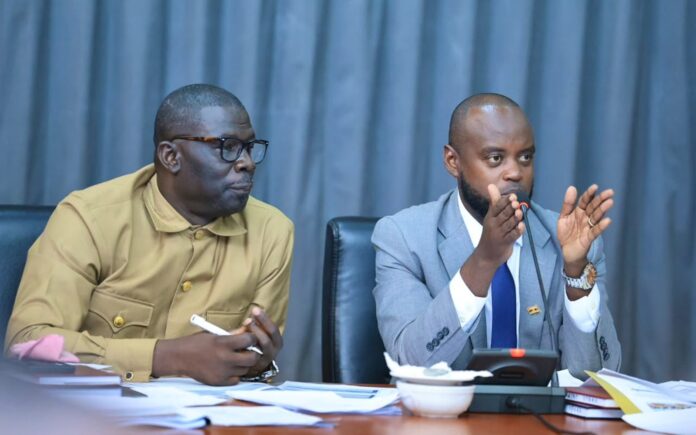 Committee chair, Hon. Mpaka (R) with his deputy, Hon. William Tiyo during their meeting with Works Ministry officials Committee chair, Hon. Mpaka (R) with his deputy, Hon. William Tiyo during their meeting with Works Ministry officials